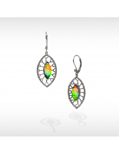 Women's Camilla Sterling Silver Ammolite Earrings with White Sapphire Accent de l' environnement