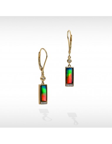 Women's Florence 14K Gold A or AA Grade Ammolite Earrings with Diamond Accent solde