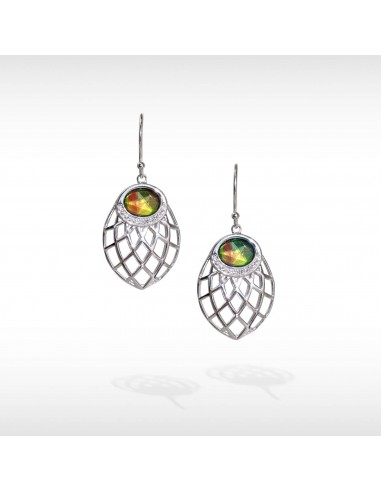 Women's Sterling Silver Ammolite Earrings with White Topaz Accent suggérées chez