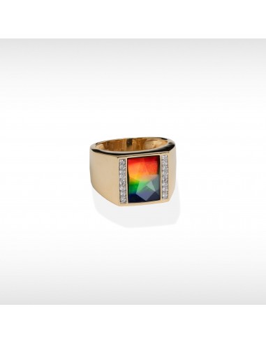 Men's Jay 14K Gold AA Grade Ammolite Ring with Diamond Accent l'achat 