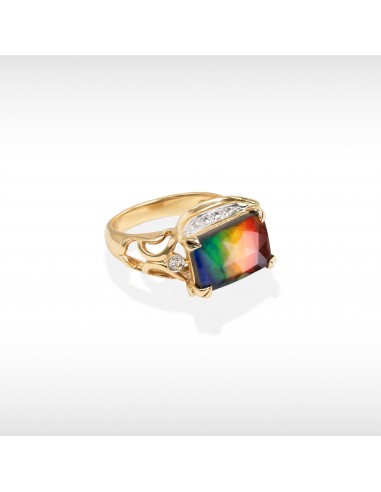 Women's Diva 14K Gold AA Grade Ammolite Ring with Diamond Accent sélection de produits