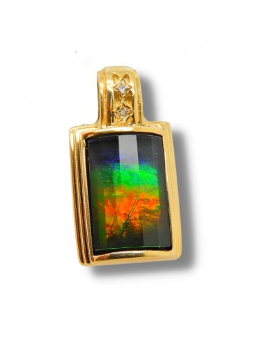 Women's 14K Gold A Grade Ammolite Pendant with Diamond Accent prix pour 