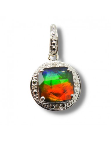 Women's Anthea 14K Gold AA Grade Ammolite Pendant with Diamond Accent pas cher 