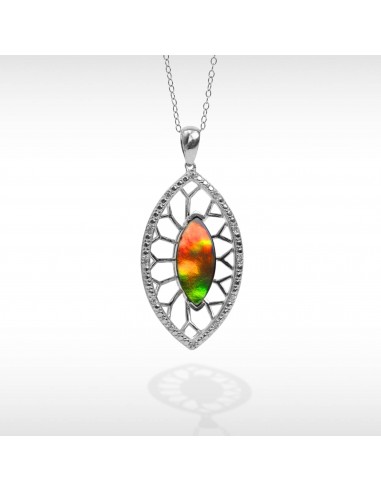 Women's Camilla Sterling Silver Ammolite Pendant with White Sapphire Accent le concept de la Pate a emporter 