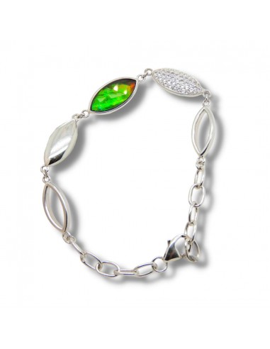 Women's Sterling Silver Ammolite Bracelet with White Topaz Accent à prix réduit toute l'année