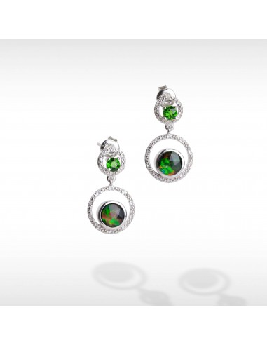 Women's Sterling Silver Ammolite Earrings With Chrome Diopside Accent les muscles