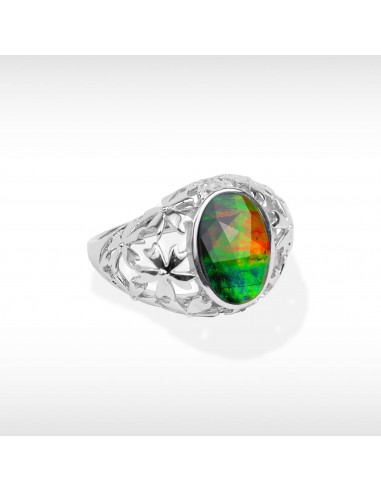 Women's Sterling Silver Ammolite Ring With White Sapphire Accent sélection de produits