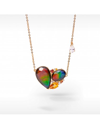 Radiant Heart Ammolite Pendant with Garnet, Citrine and White Topaz in 18k Gold Vermeil Le MVP de beaucoup