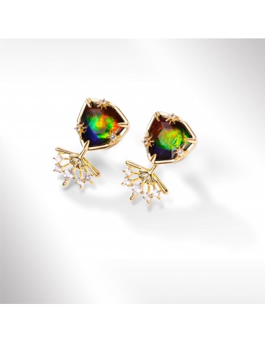 Starlight Trillion Ammolite Stud Earrings with White Topaz Earring Jacket in 18k Gold Vermeil la chaussure