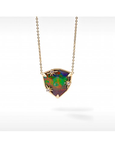 Starlight Trillion Ammolite Pendant with White Topaz in 18k Gold Vermeil de pas cher