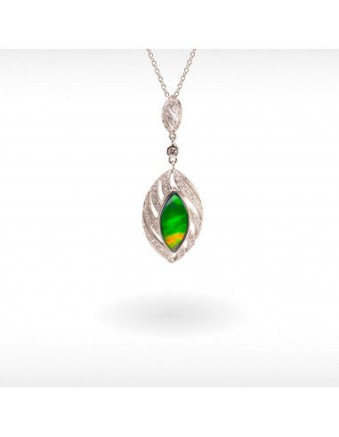 Women's Sterling Silver Ammolite Pendant With White Sapphire Accent prix pour 