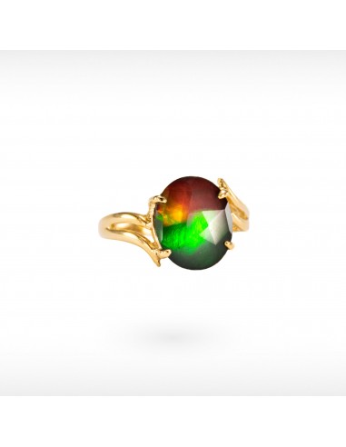 Women's 14K Gold A Grade Ammolite Ring Paris Déstockage Promo