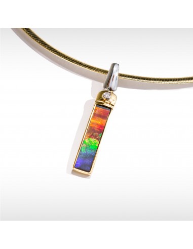 Women's Paris 18K Gold AA Grade Ammolite Pendant with Diamond Accent Faites des économies