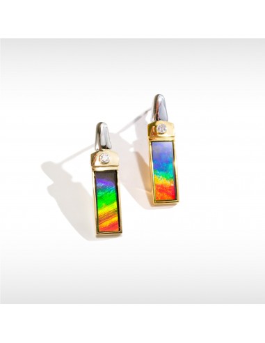 Women's Paris 18K Gold AA Grade Ammolite Earrings with Diamond Accent Profitez des Offres !