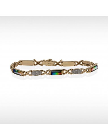 Women's Paisley 14K Gold AA Grade Ammolite Bracelet with Diamond Accent acheter