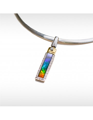 Women's 18K Gold AA Grade Ammolite Pendant with Diamond Accent 2 - 3 jours ouvrés.