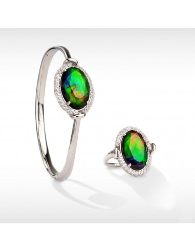 Knots Ammolite Bracelet and Ring Set in Sterling Silver paiement sécurisé