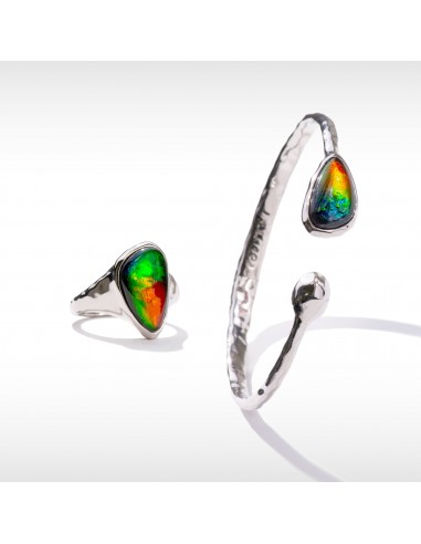 Waves Ammolite Bracelet and Ring Set in Sterling Silver de la marque