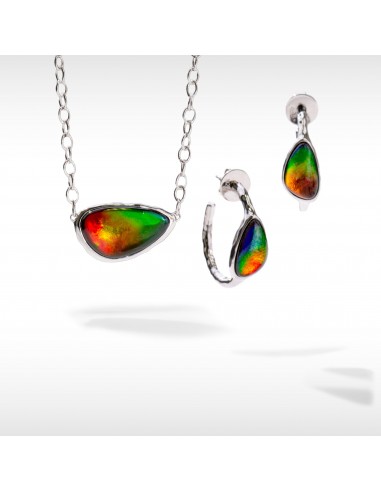 Waves Ammolite Pendant and Earring Set in Sterling Silver pas cheres