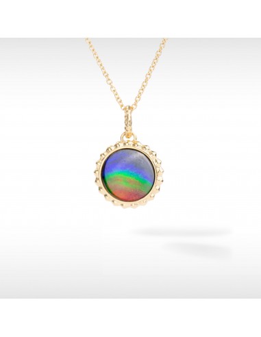 Solstice Ammolite Pendant in 18K Gold brillant des détails fins